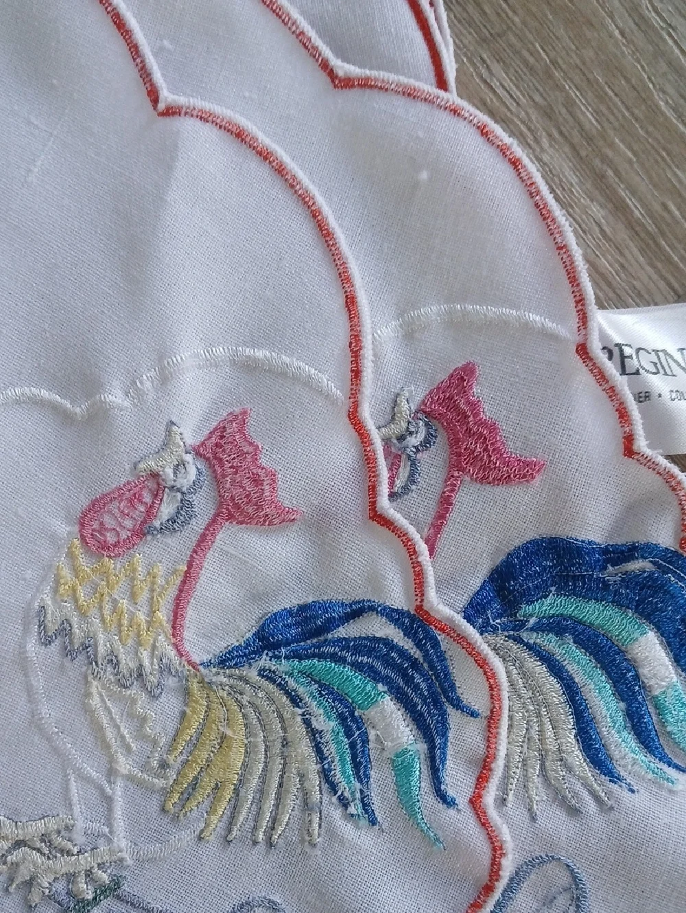 Regina Designer Embroidered Rooster Decorative Textile Multi-color Place Mats
